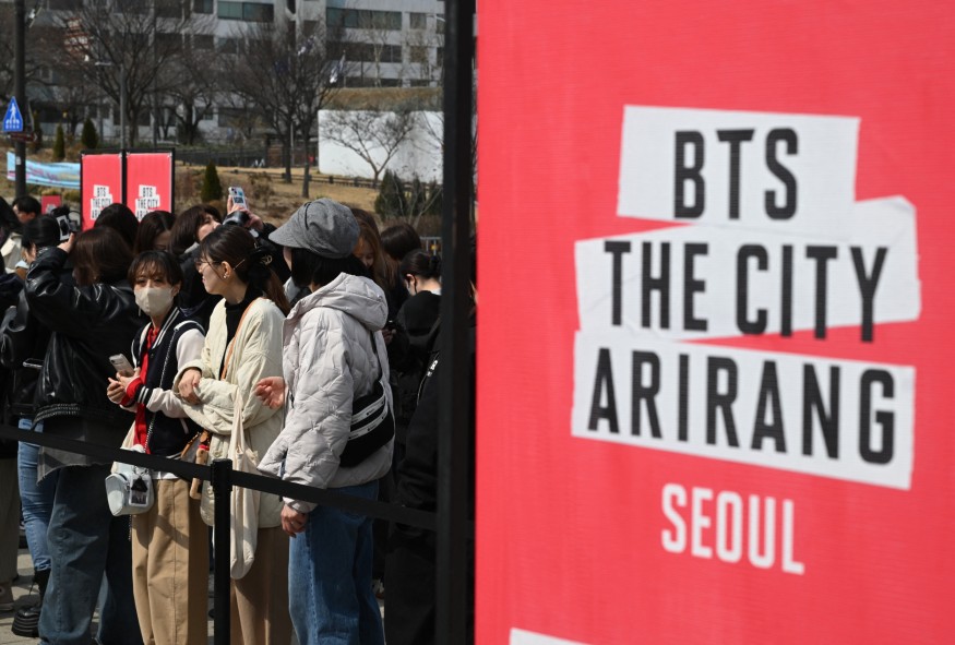 BTS fans line up at a riverside fan zone