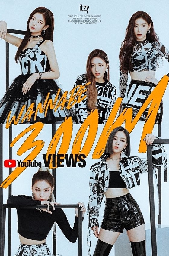 ITZY 'WANNABE' MV surpasses 300 million views on YouTube... Self Top Hits