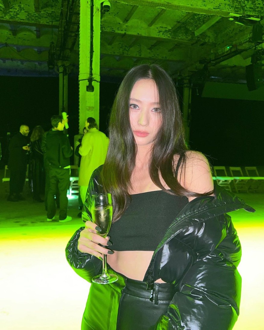 Krystal, exotic beauty... Sharp abs on top of leather pants